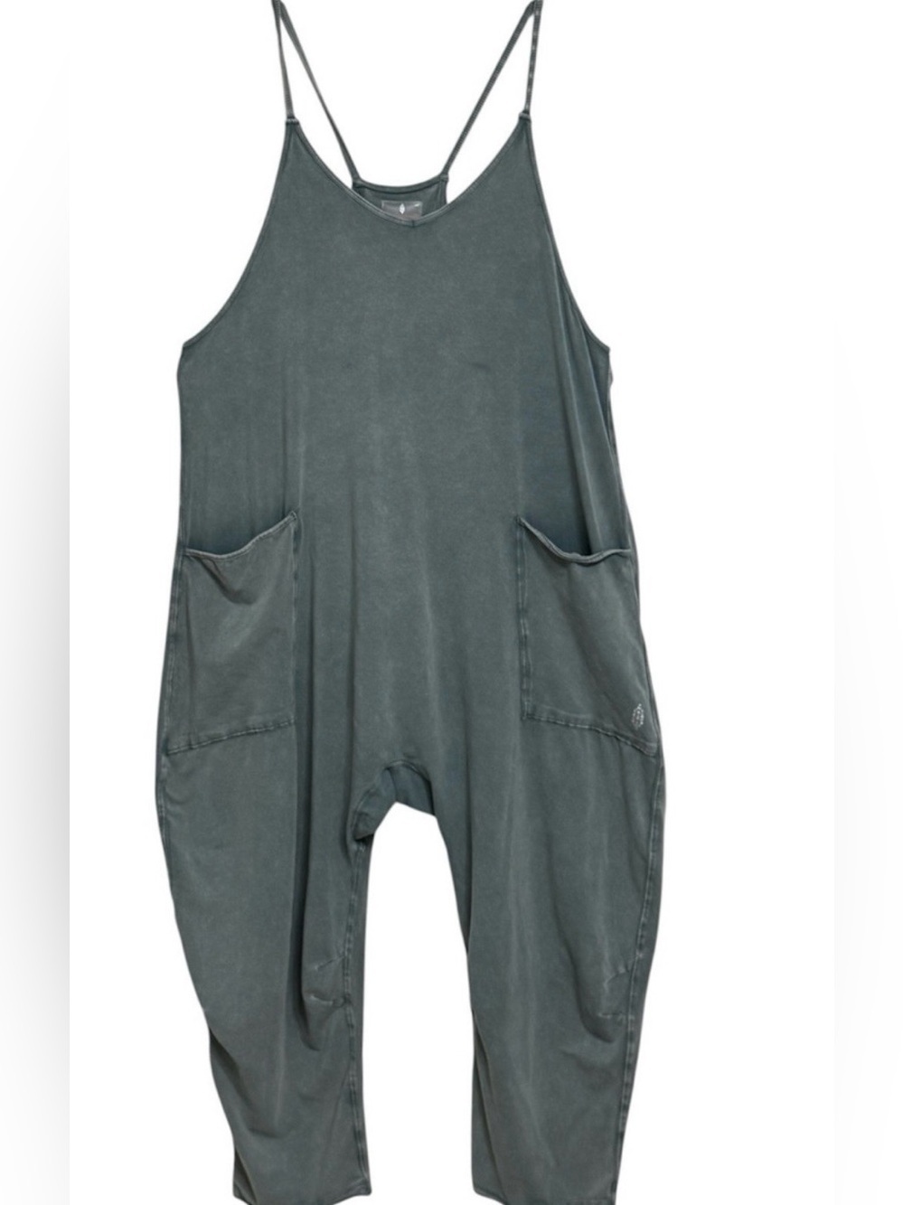 Slouchy Drop Crotch Jumpsuit NWT Small Blue Baggy Pockets Comfy Summer Chic